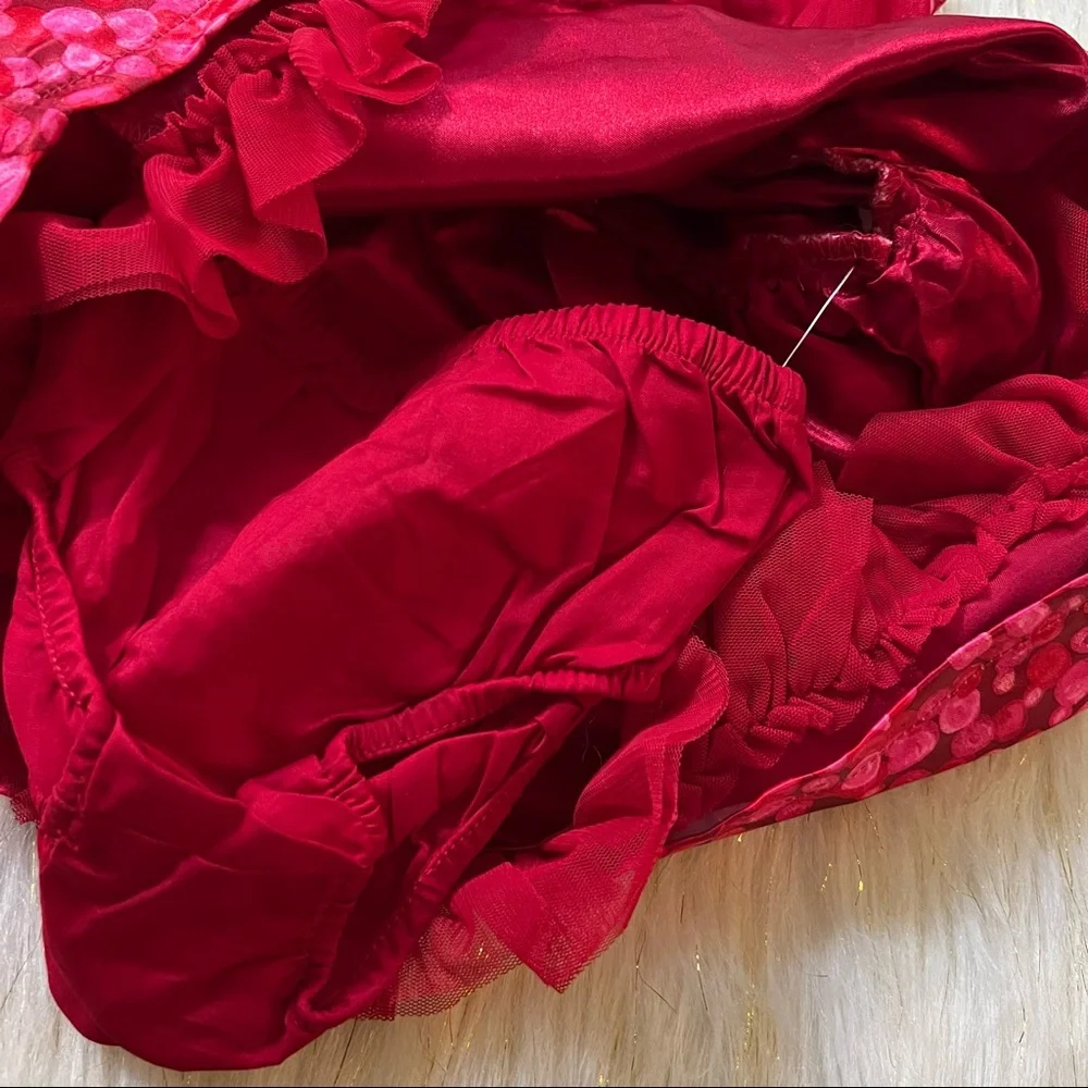 Cat & Jack NWT Children Red Baby Girl Dress and Bottom set kids size 6-9M